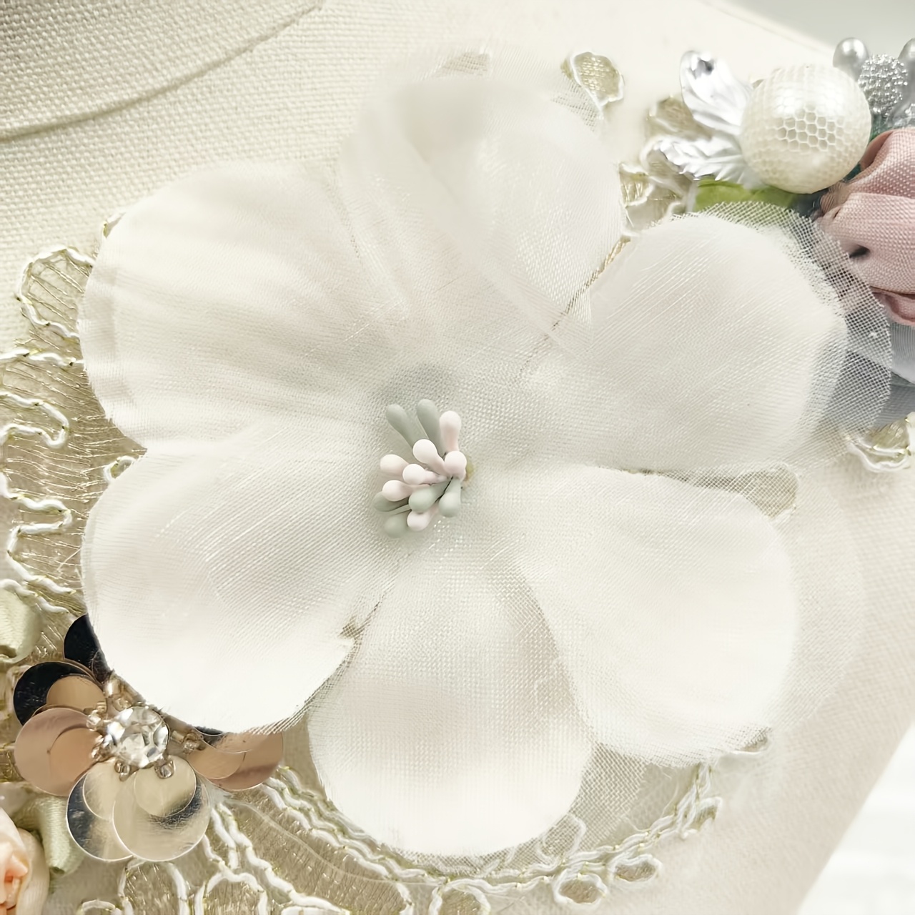 3D Floral Lace Embroidery Sequined Patchwork