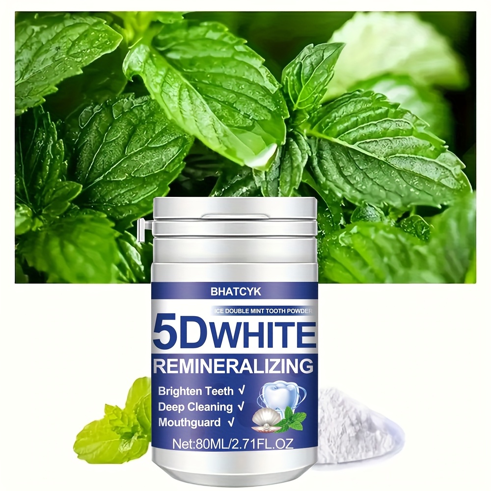 Image of Bhatcyk 1pc 5d White Tooth Powder Cleaning Powder, Teeth Polishing Deep Cleaning Powder, Tooth Cleaning Powder For Daily Life And Travel