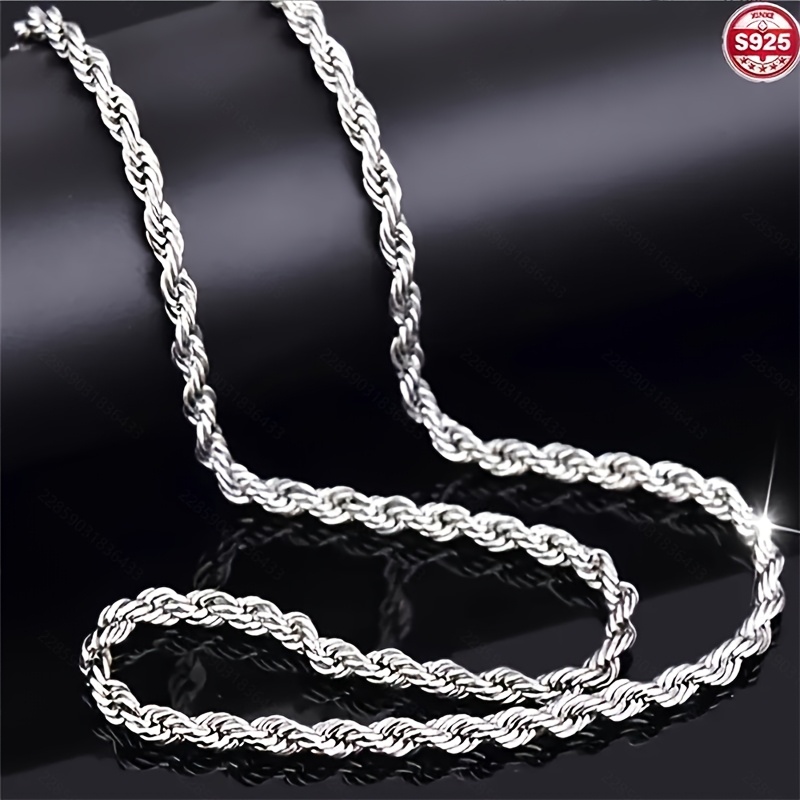 

1pc Elegant 925 Sterling Silver Chain Necklace - 3/4mm Hip Hop Style Jewelry Making Chain, & Multifunctional, Ideal For & Music Festivals, Christmas Gift, Accessory