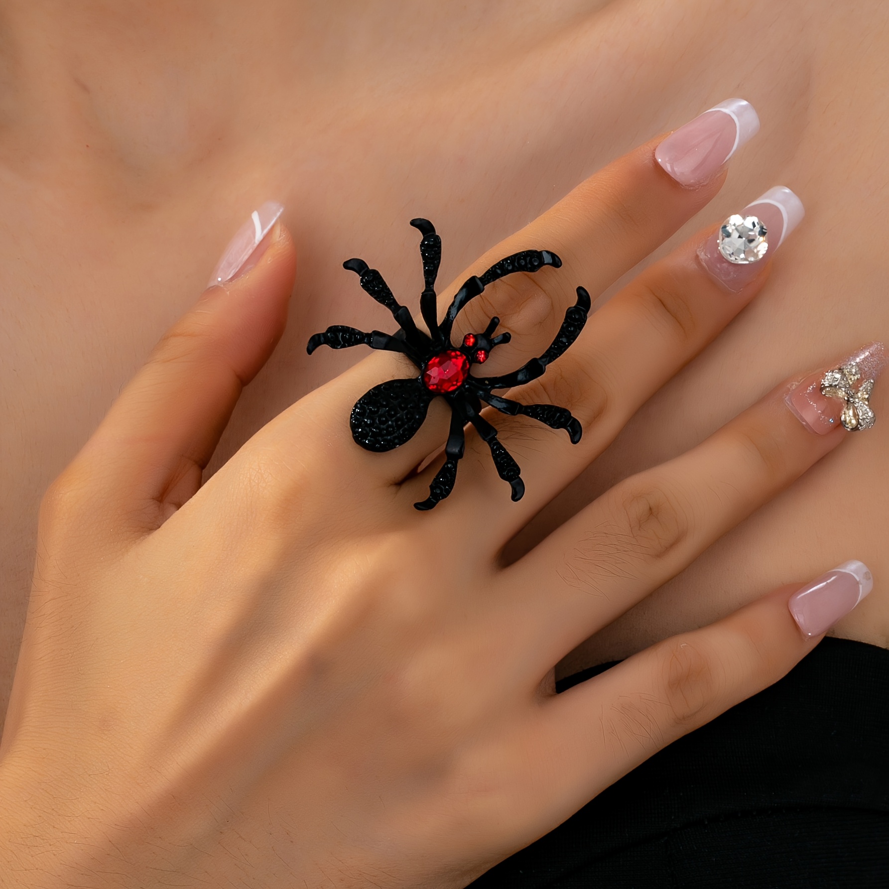 1pc Western Design Dark Gothic Style Spider Shape Ring, Suitable For Holiday Gifting