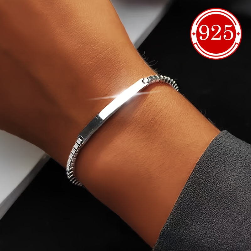 

925 Silver Hypoallergenic Bracelet, 1 Pack, Women' And -word Chain, Hand Accessory, For Couples, , Daily Gifts, Weddings, Banquets, Beach Vacations, Thanksgiving, Christmas, Anti-oxidation Packaging