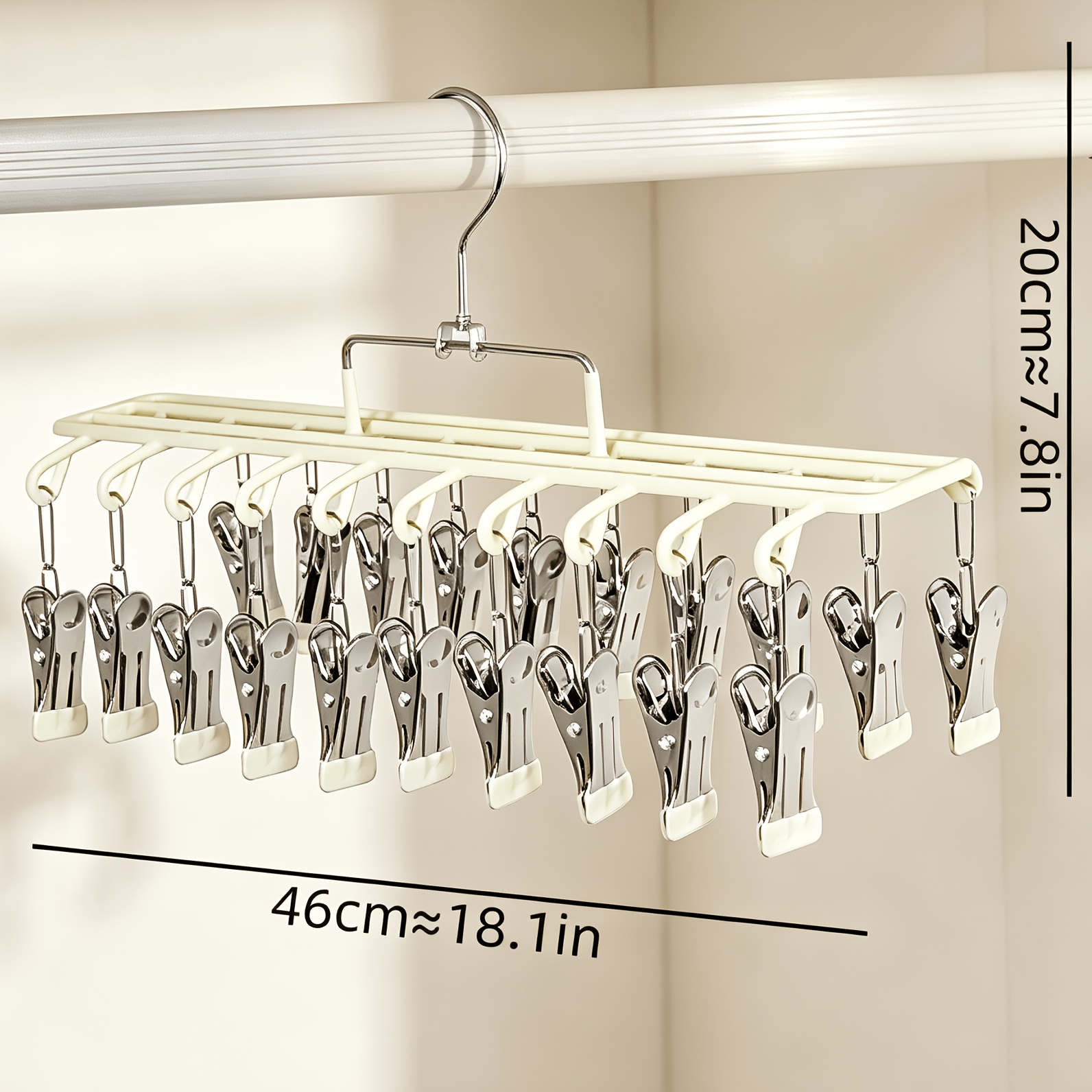 TEMU 1 stuks 20 Clips Hangend Droogrek, Winddicht Antislip Rubber Gecoate Metalen Clips Zacht voor Stoffen, Ruimtebesparende Kastverlenging voor