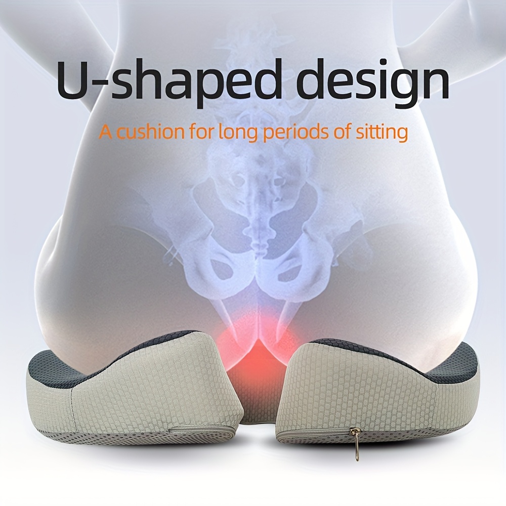 LOVERCAR Memory Foam-like Cushion - Heavy-Duty Soft Hip & Tailbone, Removable Cover, Non-Slip Wheelchair/Office Chair Cushion for Prolonged Sitting, Grey (Fits Home, Car, Wheelchairs) - Easy-Clean Design