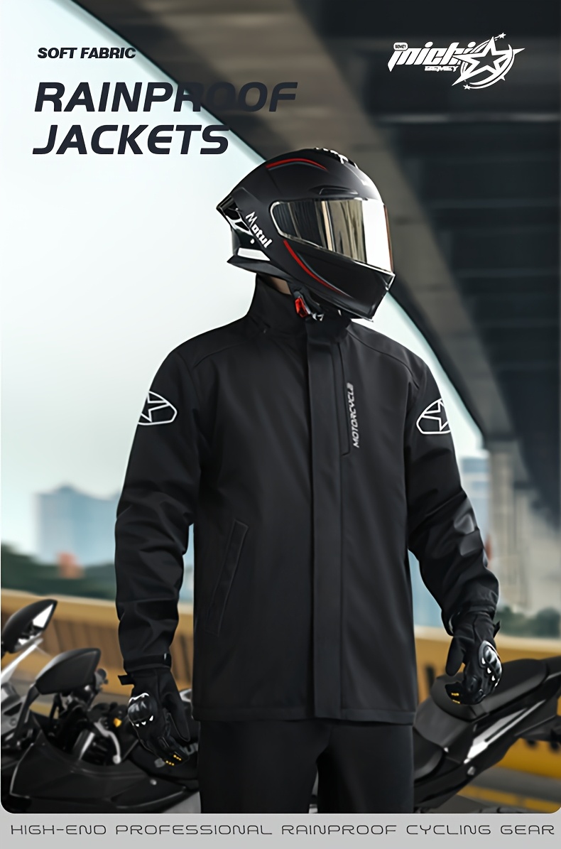 men's black waterproof motorcycle rain suit helmet Temu Bahrain