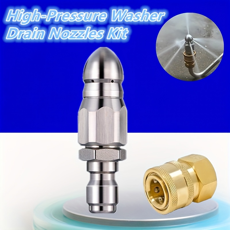 TEMU 2pcs High-pressure Washer Drain Nozzles Kit,sewage Nozzles Set,1/4 Inch High Pressure Washer Hose Nozzle, 5000 Psi Sewer Nozzle Connect To Internal Thread Npt, Brass Fitting Connector