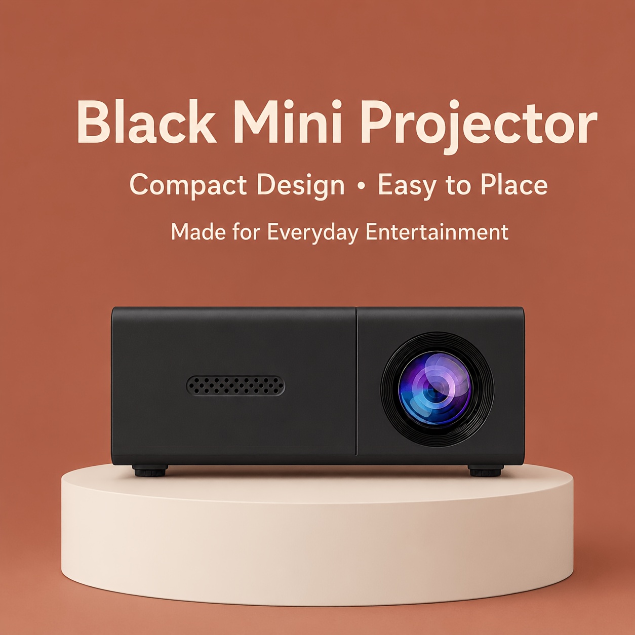 TEMU Portable Home Theater Projector, Fast Focus Video Projector Compatible For Android Phones Laptops Devices, Built Speaker