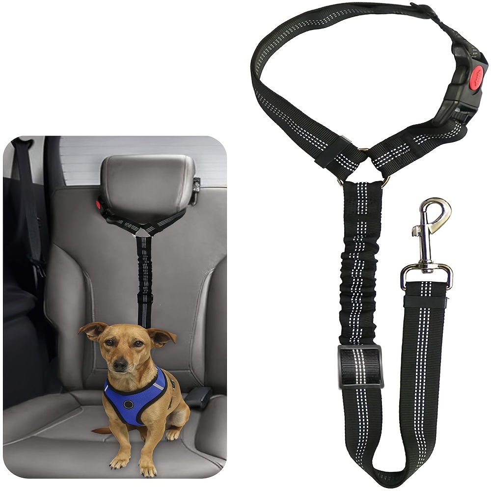 TEMU Pet Seat Belts, Car Headrest Restraint Adjustable Safety Leads Vehicle Seat Belt Harness