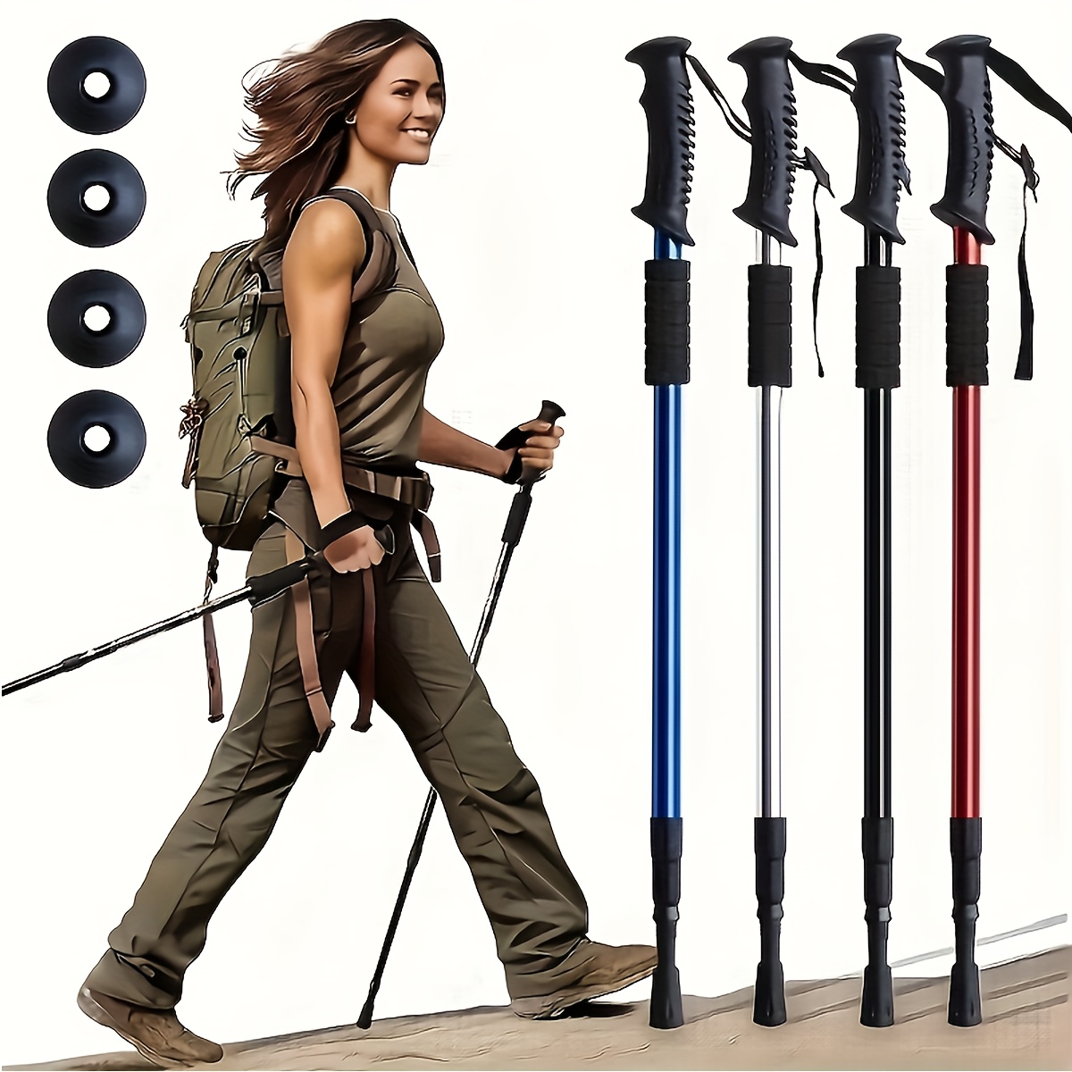   bastones de trekking ajustables de aleación de aluminio   resistencia de grado aeronáutico, con empuñaduras de goma cómodas, cierre giratorio, amortiguación de   y mango   de t, ideales para montañismo y senderismo