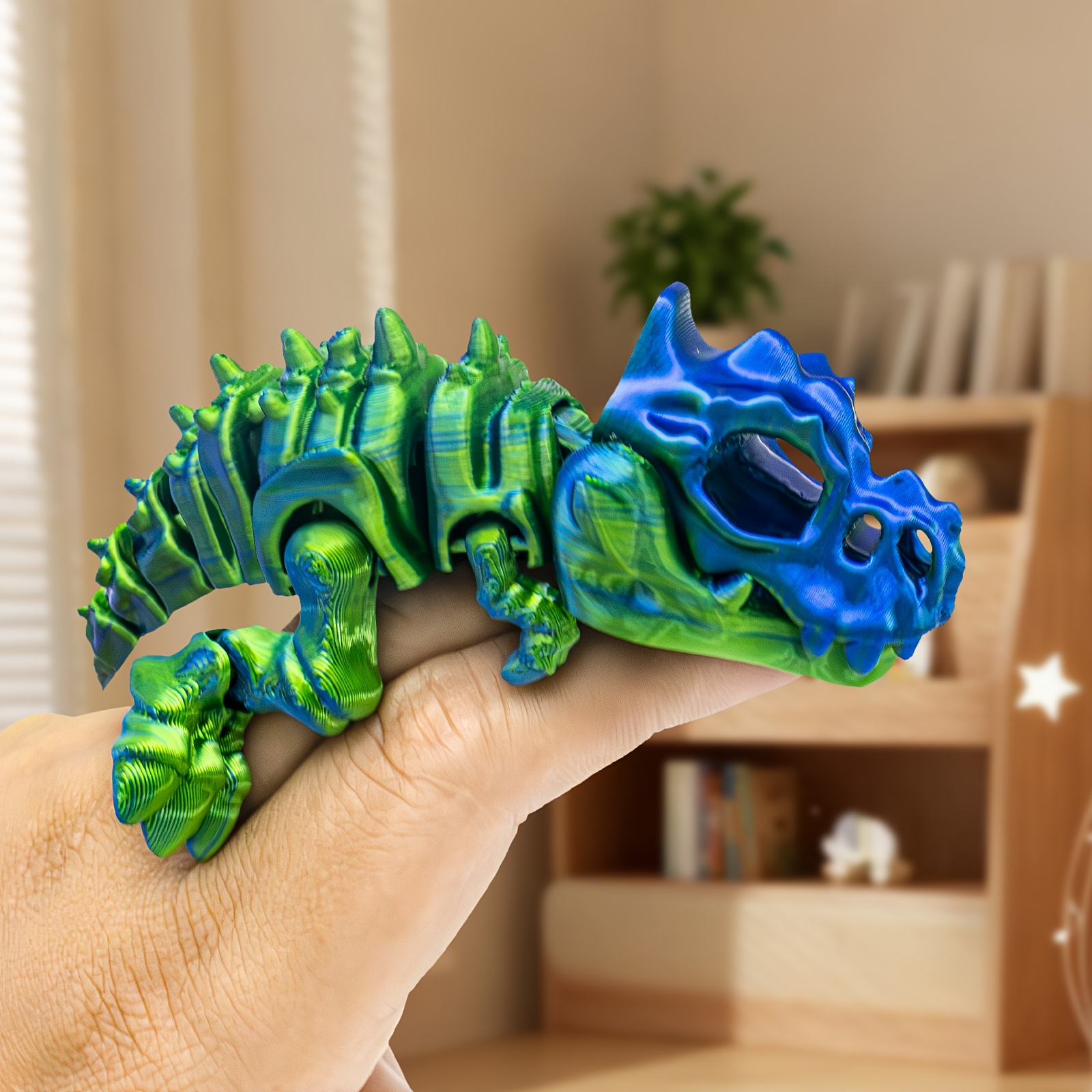 TEMU 3d Printed Skeletal Dinosaur Sculpture Model, Articulated Limbs, Random Color, Suitable For Parties, Bedroom Decor