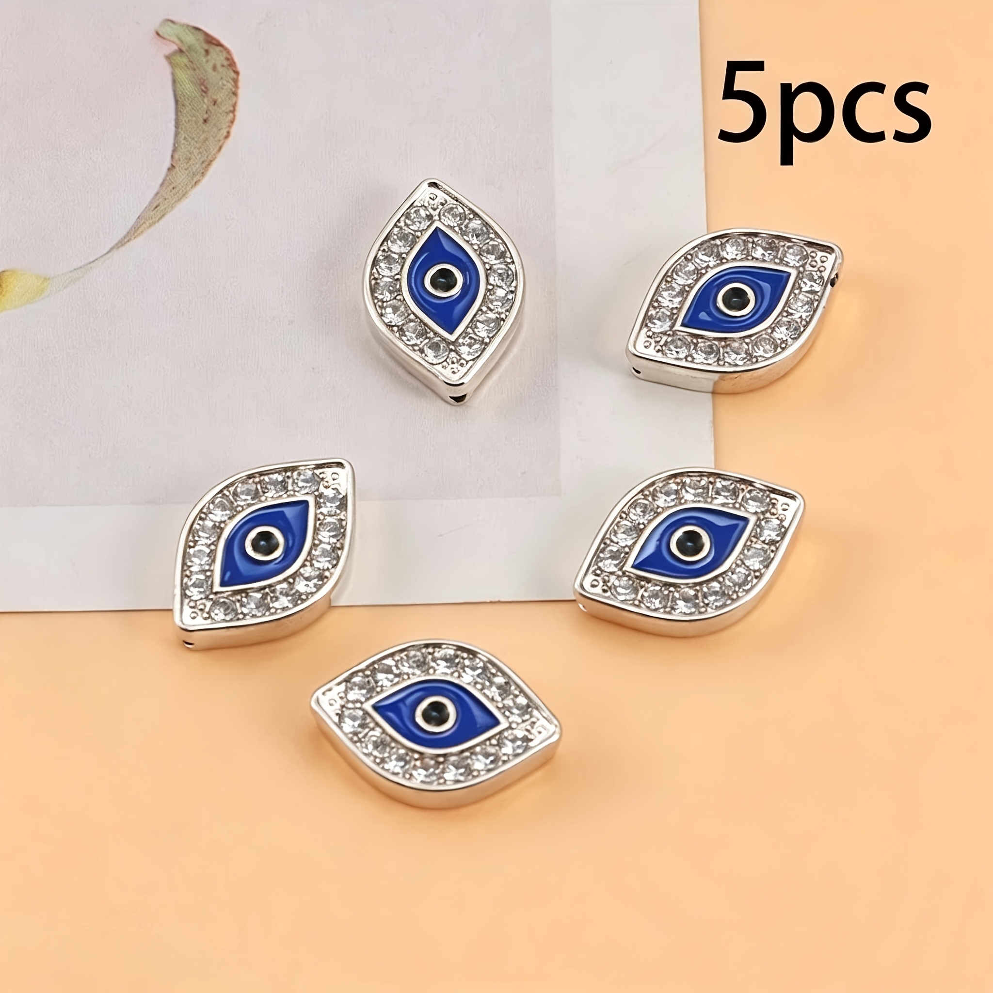 TEMU 5-pack 20-pack 50-packpcs Creative Handmade Drip Oil Rhinestone Evil Eye Piercing Pendant Ear Jewelry Necklace Bracelet Keychain Alloy Additions