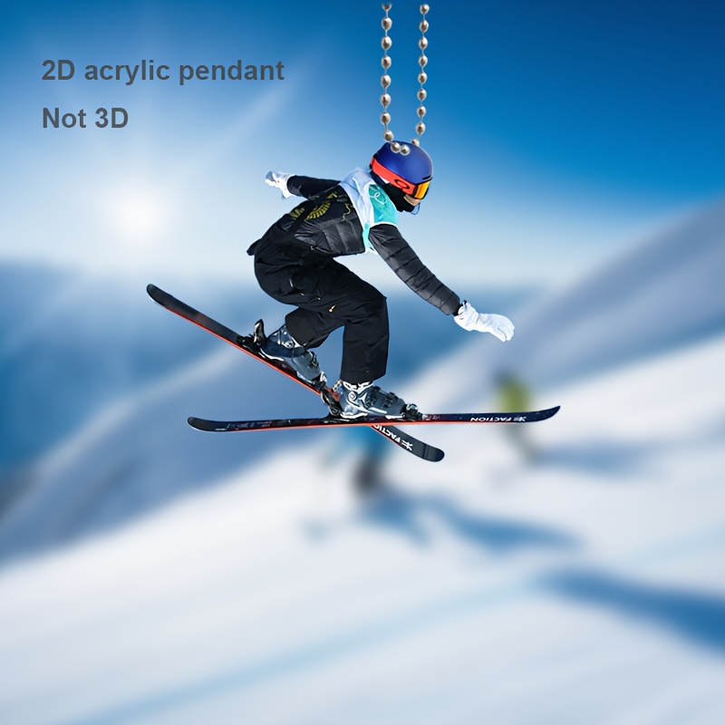 

A Ski Themed Pendant, 2d Acrylic Pendant, Car Mirror, Bag, Keychain Decoration, Ideal For Perfect Gift.