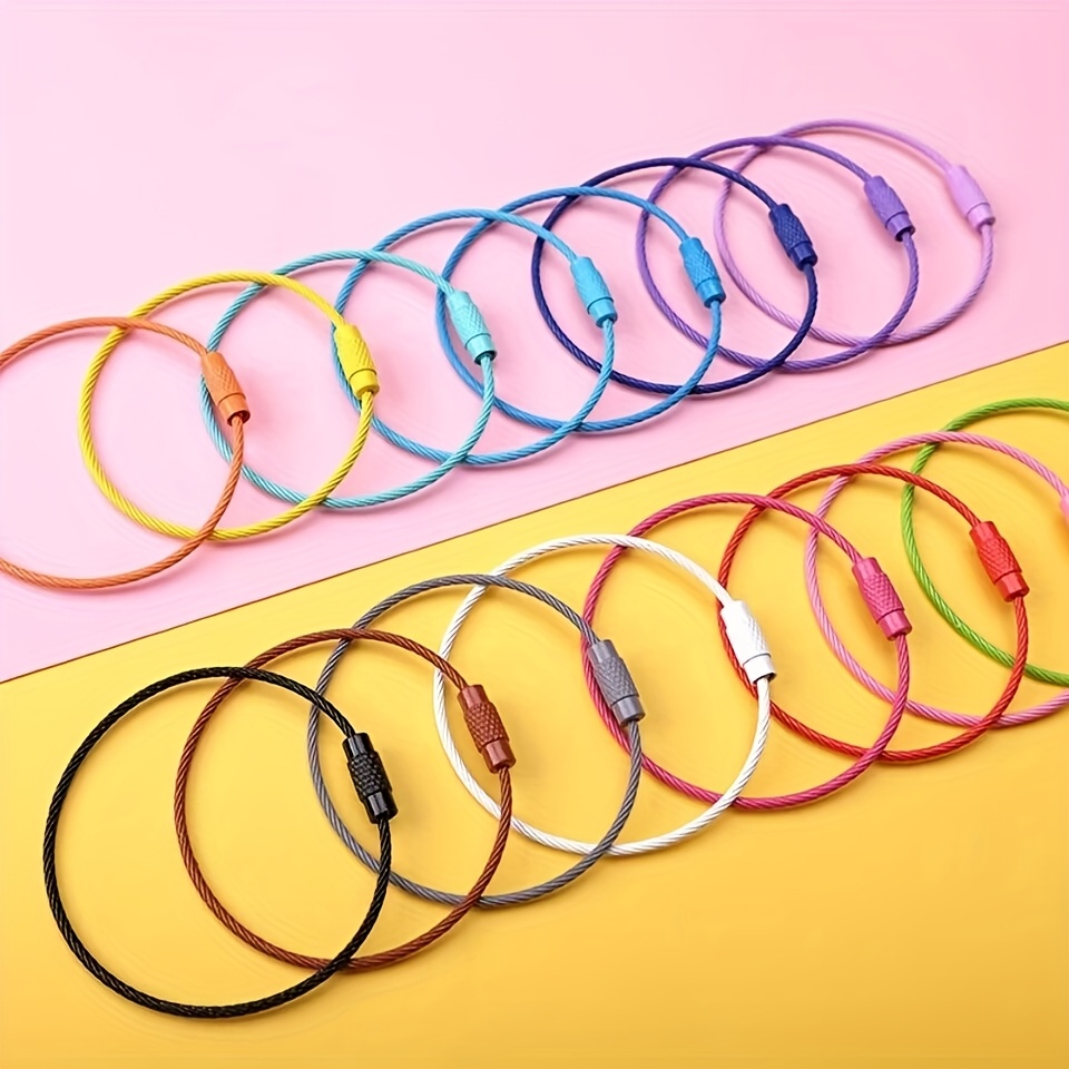 TEMU A Set Of 50 Steel Wire Rings Measuring 50mm - Perfect For Crafting Jewelry, Bracelets, And Shoe Additions, Complete With Colorful Keychain