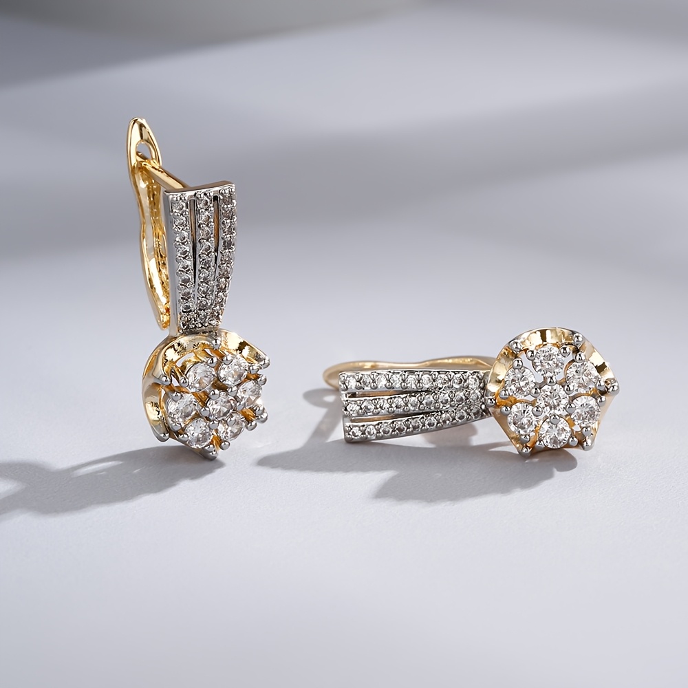 Light Luxury Floral Cluster Pave Synthetic Zirconia Earrings and Ring Set