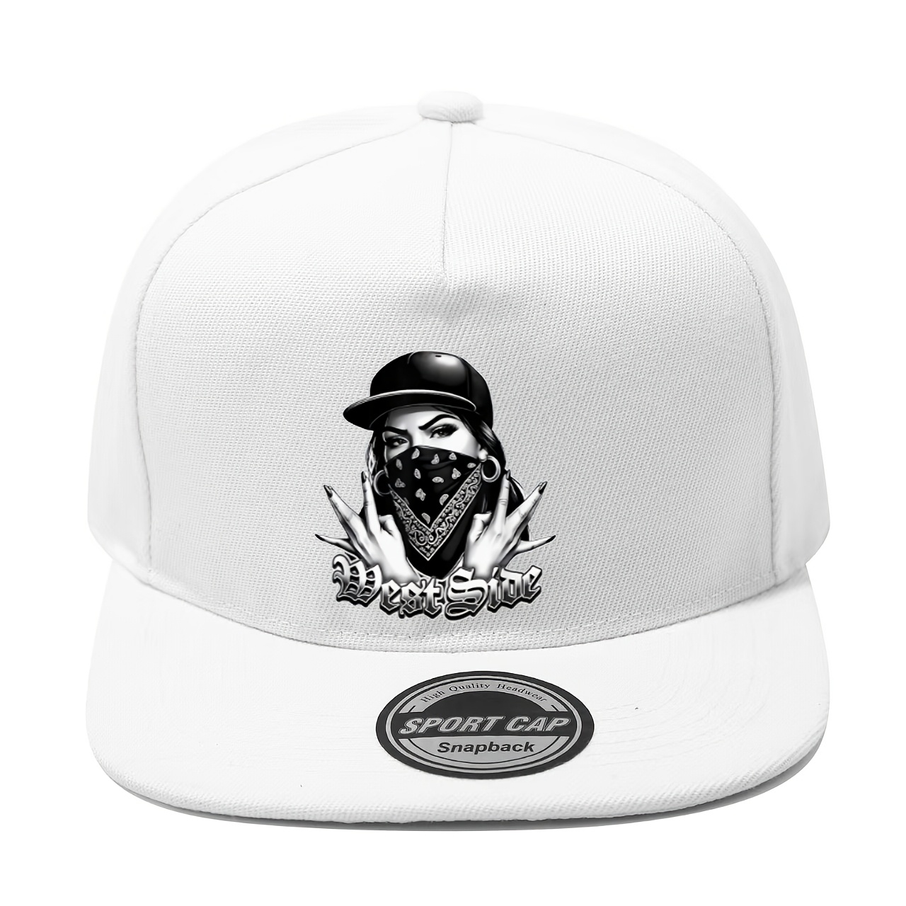TEMU 1pc Unisex -panel Hip-hop Baseball Cap, Masked Girl Flat Brim Baseball Cap, American Chicano Street Hip-hop Hat, Suitable For Street Style And