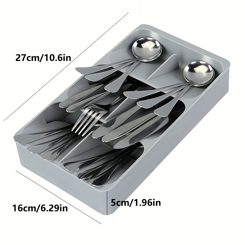 Image of 6-compartment Silverware Drawer Organizer, Kitchen Drawer Utensil Tray, Cutlery, Spoon & Knife Drawer Storage And Organizer To Keep Kitchen Drawers