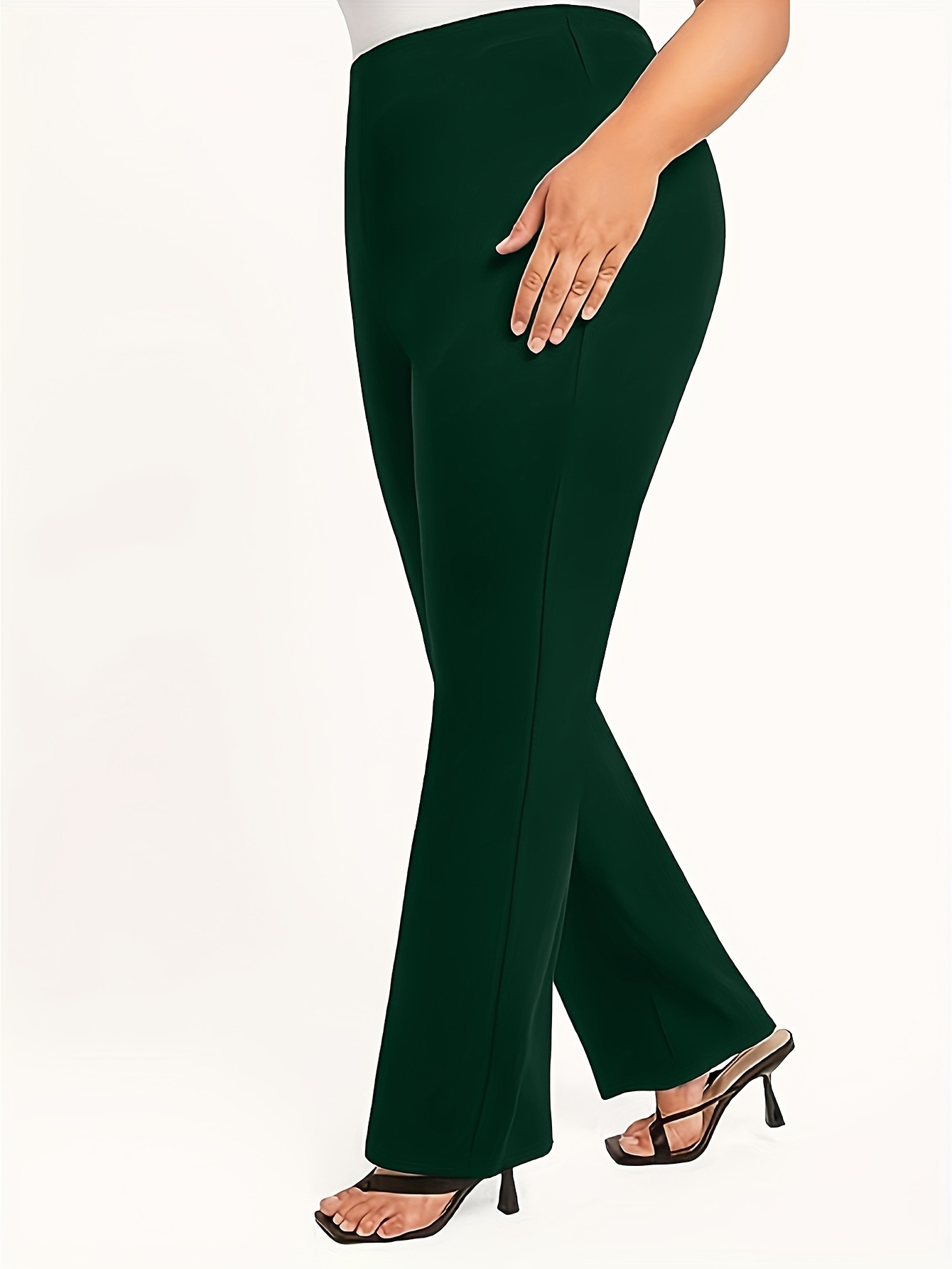 plus size solid straight leg pants elegant high waist - Temu