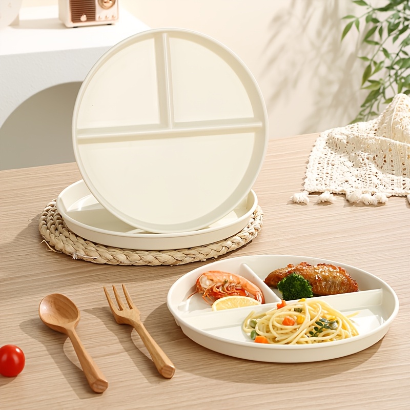 1/2/4 piezas, Plato Dividido para Control de Porciones, Plato Separado, Plato para Pérdida de Peso, Tres Compartimentos, Plato de Plástico Resistente a Caídas, Plato Escolar, Apto para Microondas y Lavavajillas, Ideal para el Control del Peso, Feliz Eid Al-Fitr