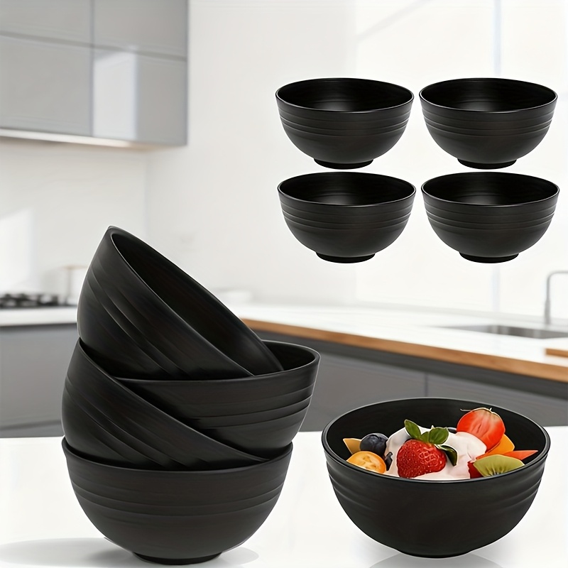 Image of 4pcs Plastic Salad Bowls, Unbreakable Stackable, Microwave/dishwasher Safe, Reusable, For Families And Restaurants, Camping, Picnics, Parties, Festivals And Daily Use (oats, Salads, Soups, , Desserts)