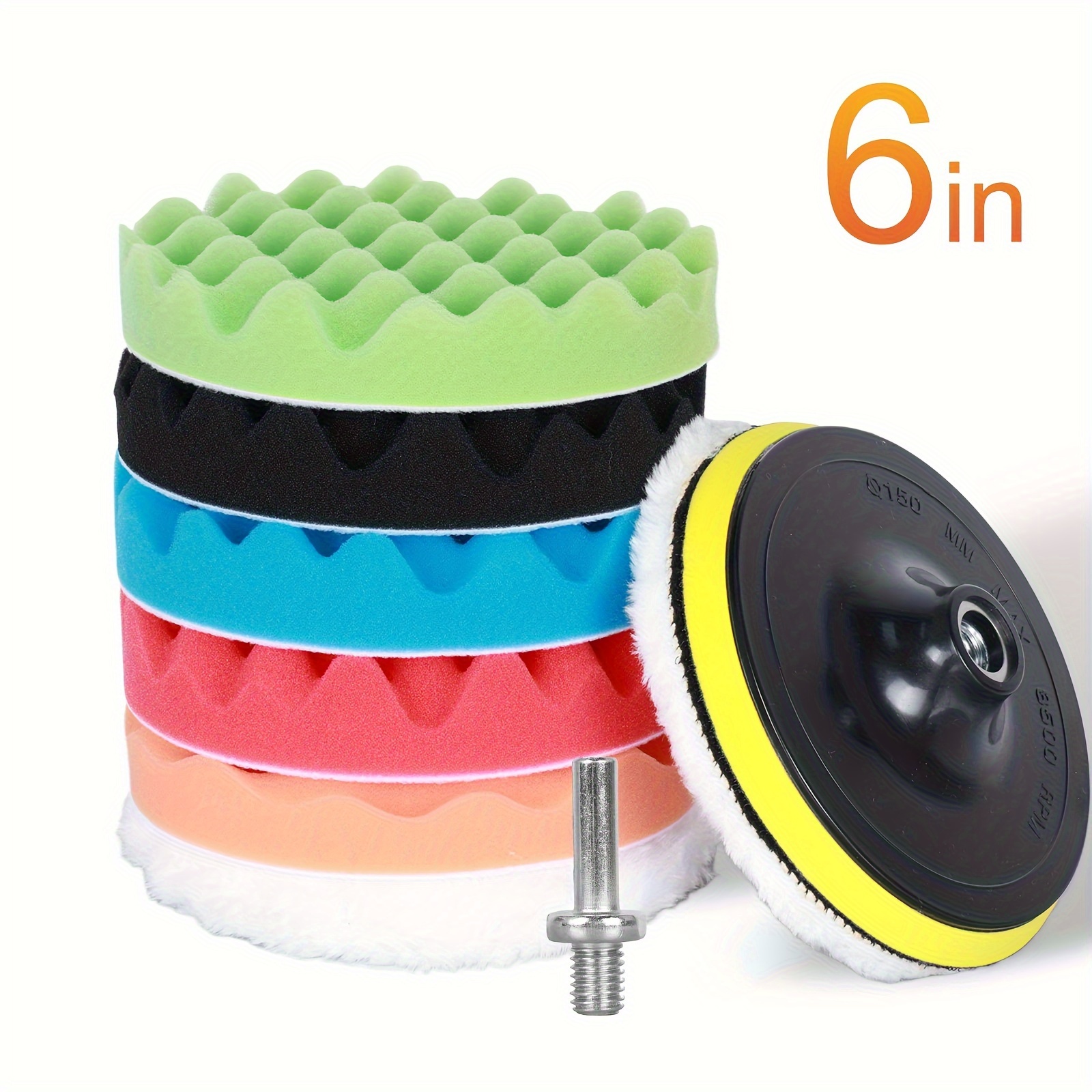 

9pcs 6- Polishing Kit - Set , , And Suction Cup For Auto And