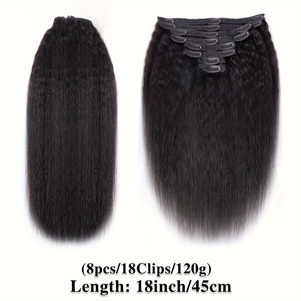8pcs 18 clips brazilian real human hair clip in extensions  display picture 2