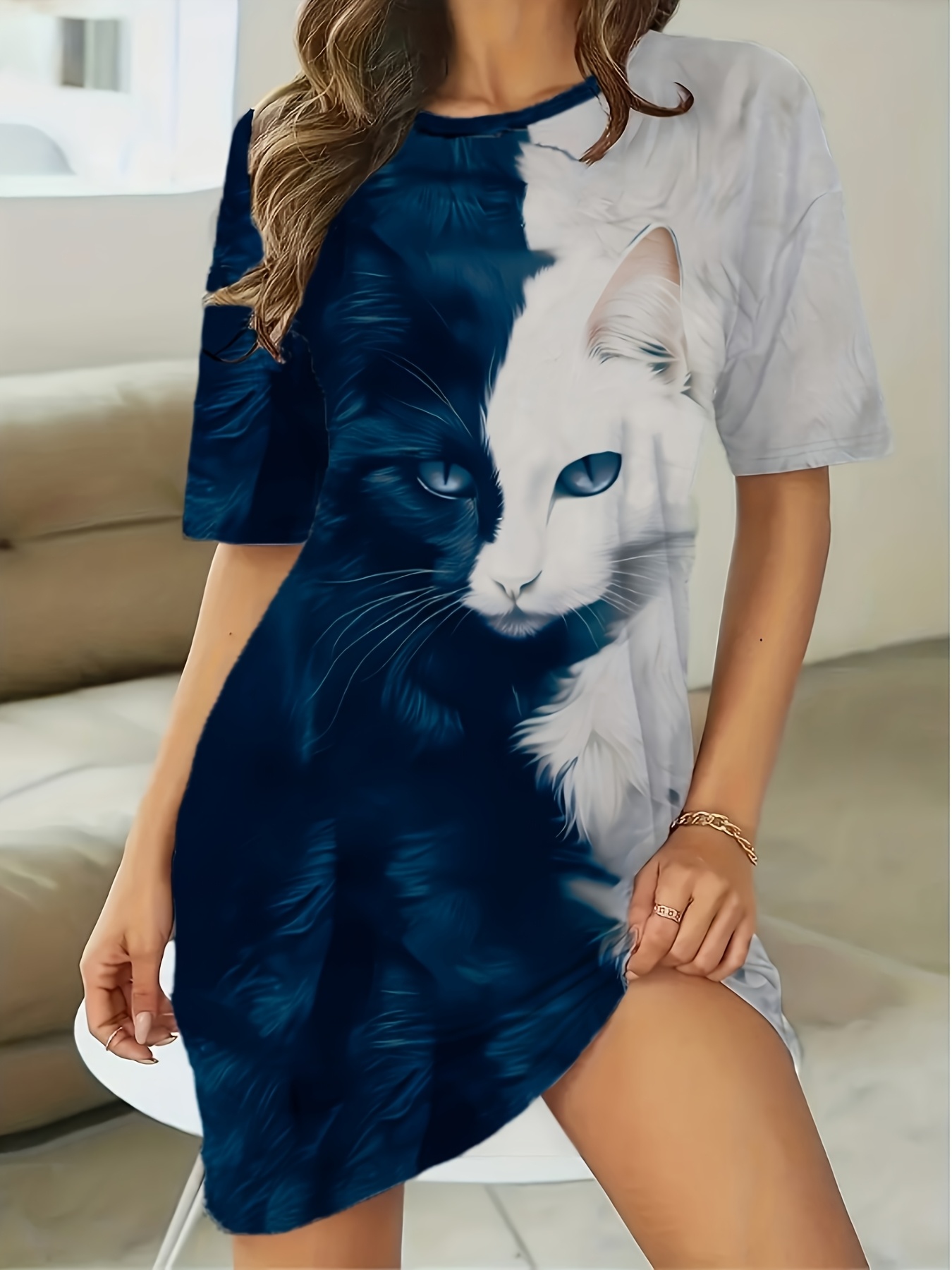 cat print dress womens sold on Temu Australia