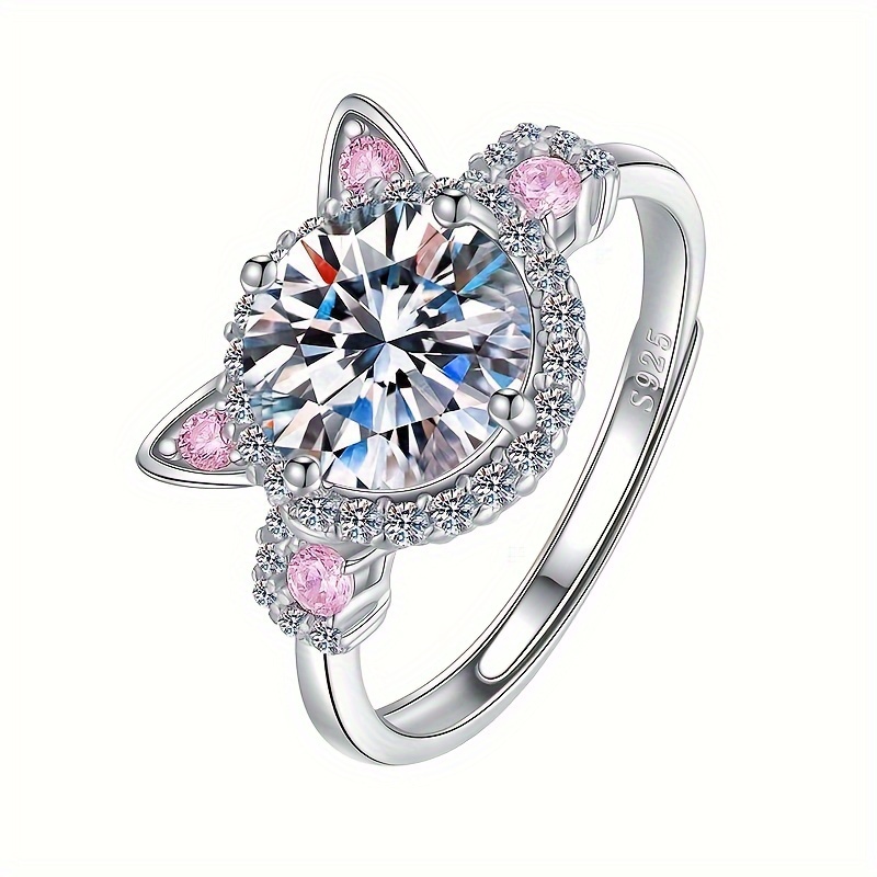 

Adorable Cat Shaped Thin Band Ring 925 Sterling Silver Adjustable Size Finger Ring Jewelry Decoration