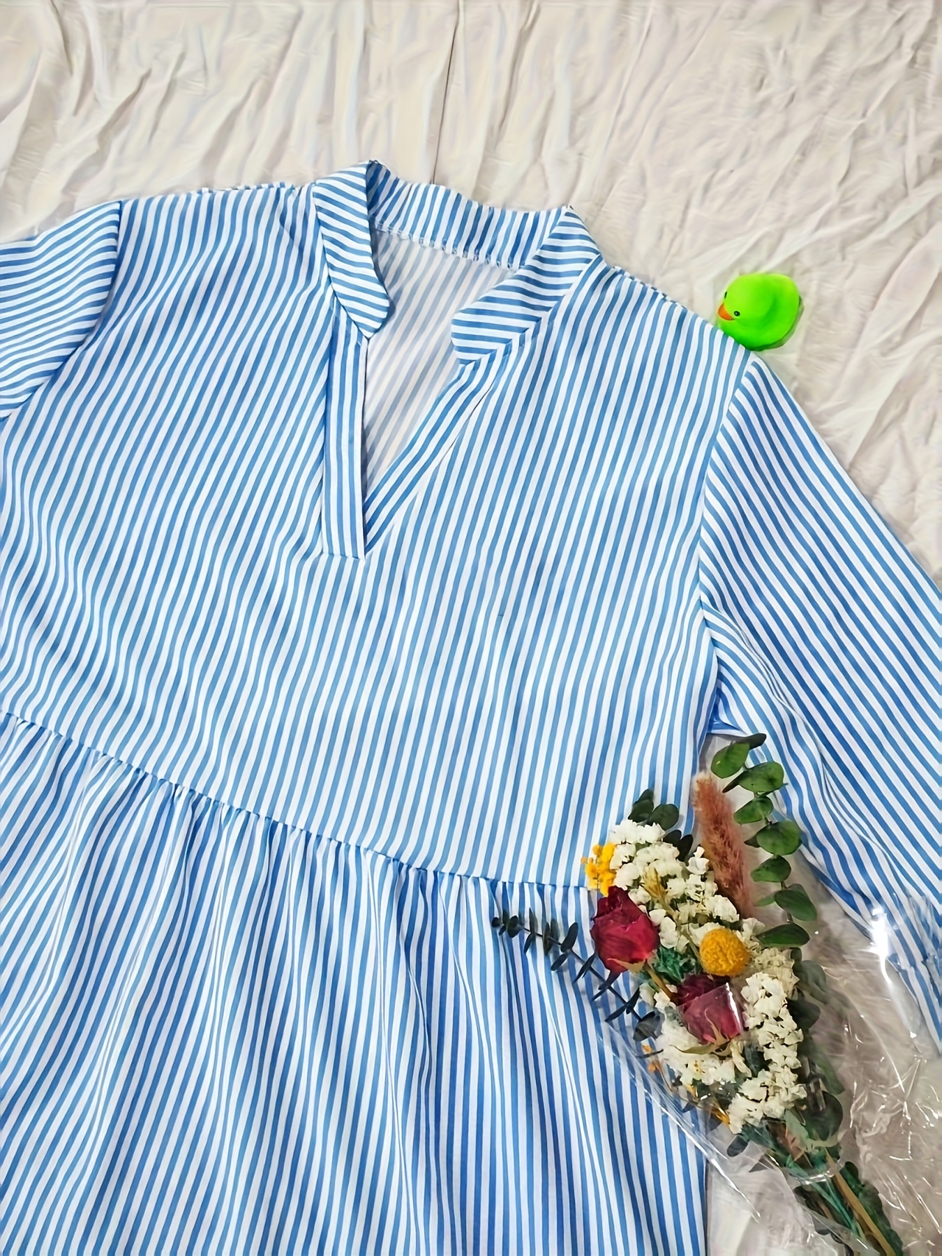 womens casual striped shirt dress adjustable waist tie belt Temu - Main Image