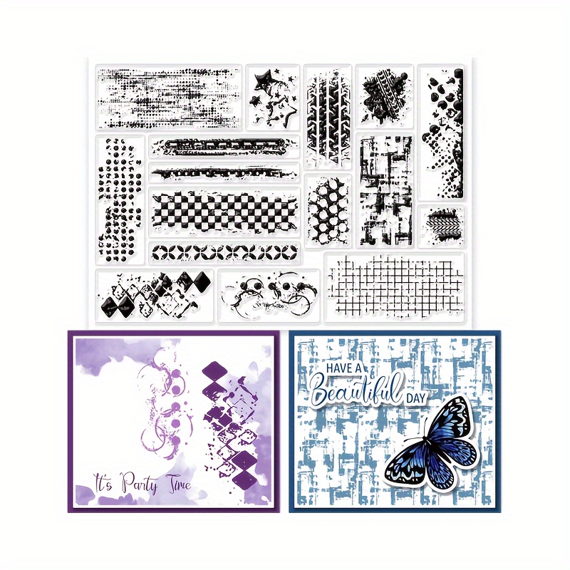 

1pc Graffiti Background Clear Silicone Stamp Set With Designs For Card Making, Scrapbooking & Album Decor, Transparent Stamps With Mosaic Patterns, Major Material Pvc