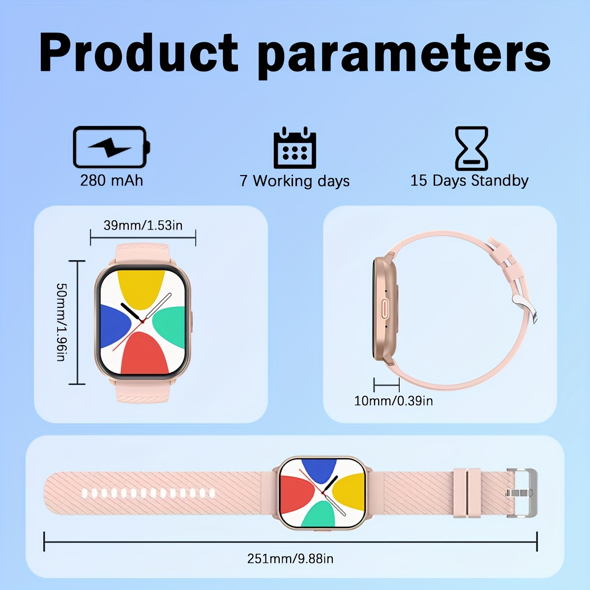 smart watch for men women 2 01 hd touchscreen wireless calls music pedometer counter compatible with android iphone black white options fitness watch modern wearable silicone strap watch smart watch for android phones details 5