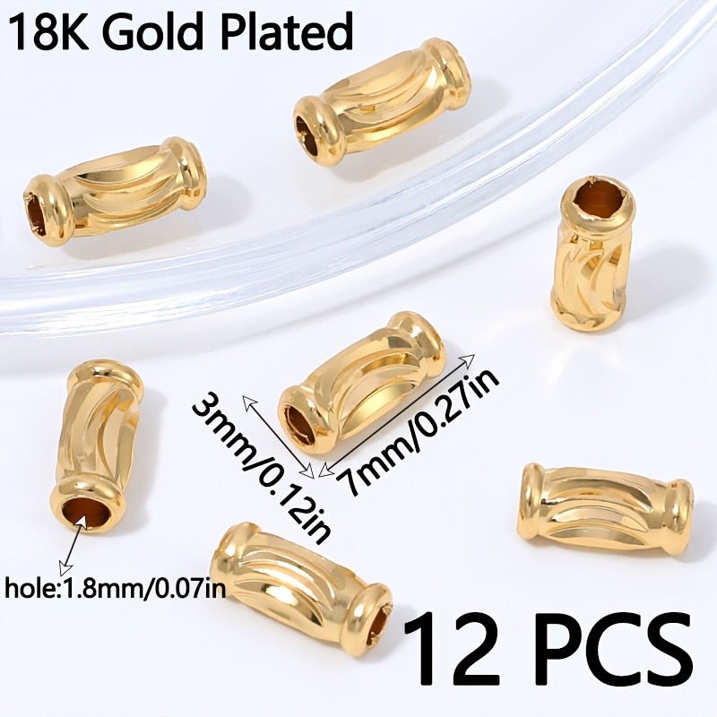 TEMU 12pcs Spacers de Tube Texturés en Laiton Plaqué Or 18K, Séparateur Métallique pour Bracelet de Perles Collier Fabrication de Bijoux Additions de