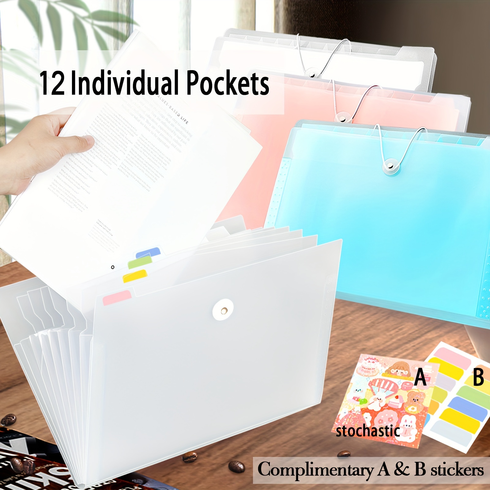 

1pc, A4, 13 Pockets/8 Pockets Clear File Folder, Expanding File Folder Colorful Folder, Colorful Label Organizer, Expandable Organ Bag, Waterproof File Bag, Document Test Paper Bill
