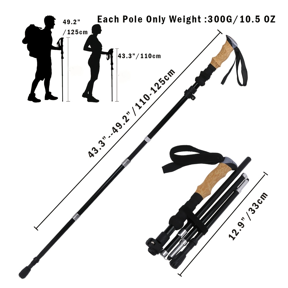Ultra-Strong Trekking Hiking Poles - 2 Pack Adjustable Hiking Sticks