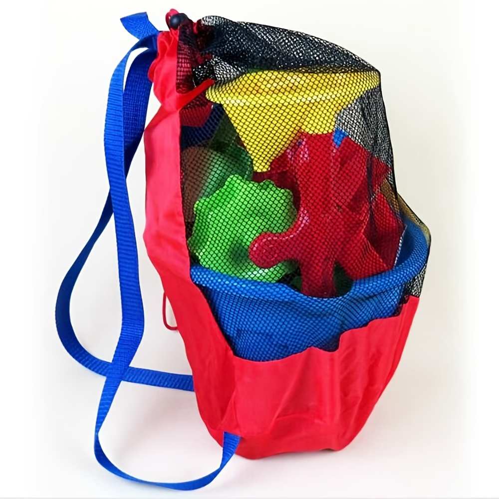 TEMU Large Mesh Storage Bag With Shoulder Strap For Sand Toys And Shovels
