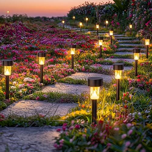 12pcs solar plastic tube lights courtyard garden decorative night lights outdoor ground plug lights ultra long to light up outdoors create romantic courtyard scenery