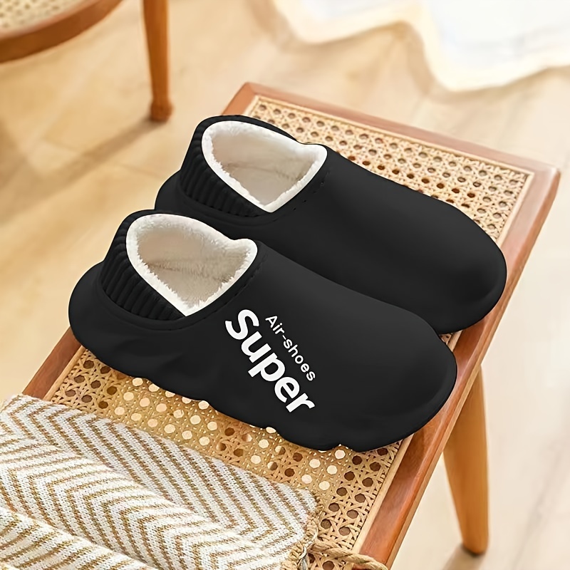 Image of Ashali Plus Size Men's Waterproof Cotton Slippers, Winter Warm Lined Slippers, Men's Indoor House Shoes