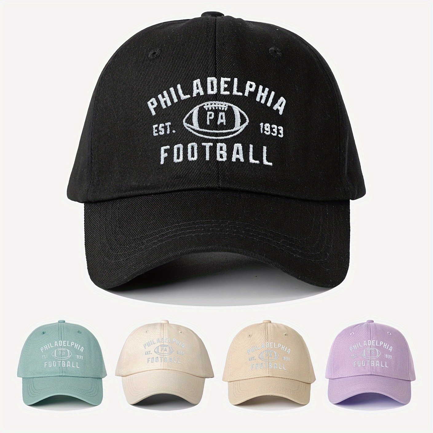 

Philadelphia Embroidered Baseball Cap - Adjustable, Breathable Cotton Sun Hat For | Lightweight, Fashion- Curved Brim, For Spring