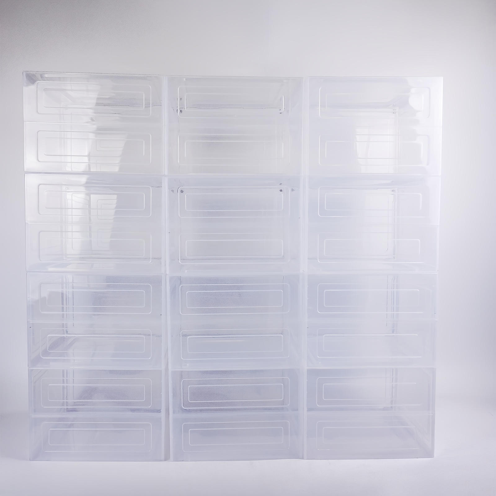 TEMU 12pcs Shoes Case, Shoe Cabinet, Home Thickened Transparent Shoe Box For Stationery, Cosmetics, Clothing, Space- Magnetic Clear Plastic Magnetic