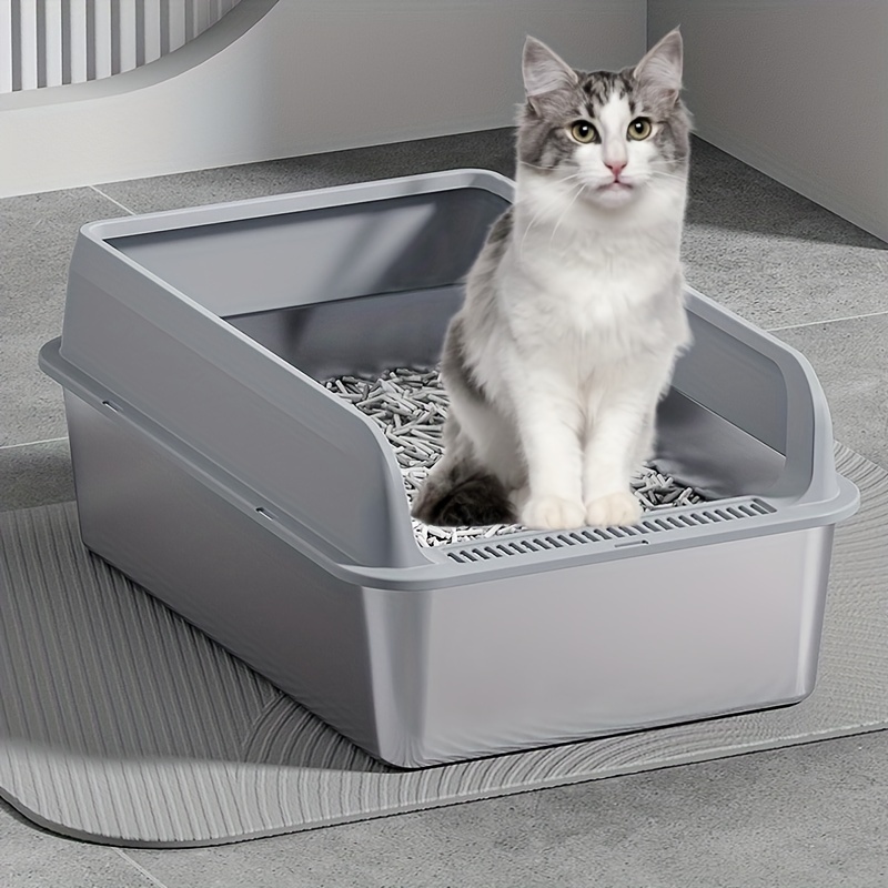 

Litière pour Chat en Acier Inoxydable de Grande Taille avec Pelle - Étanche, Antiadhésive, Plateau Facile à Nettoyer pour Grands Chats