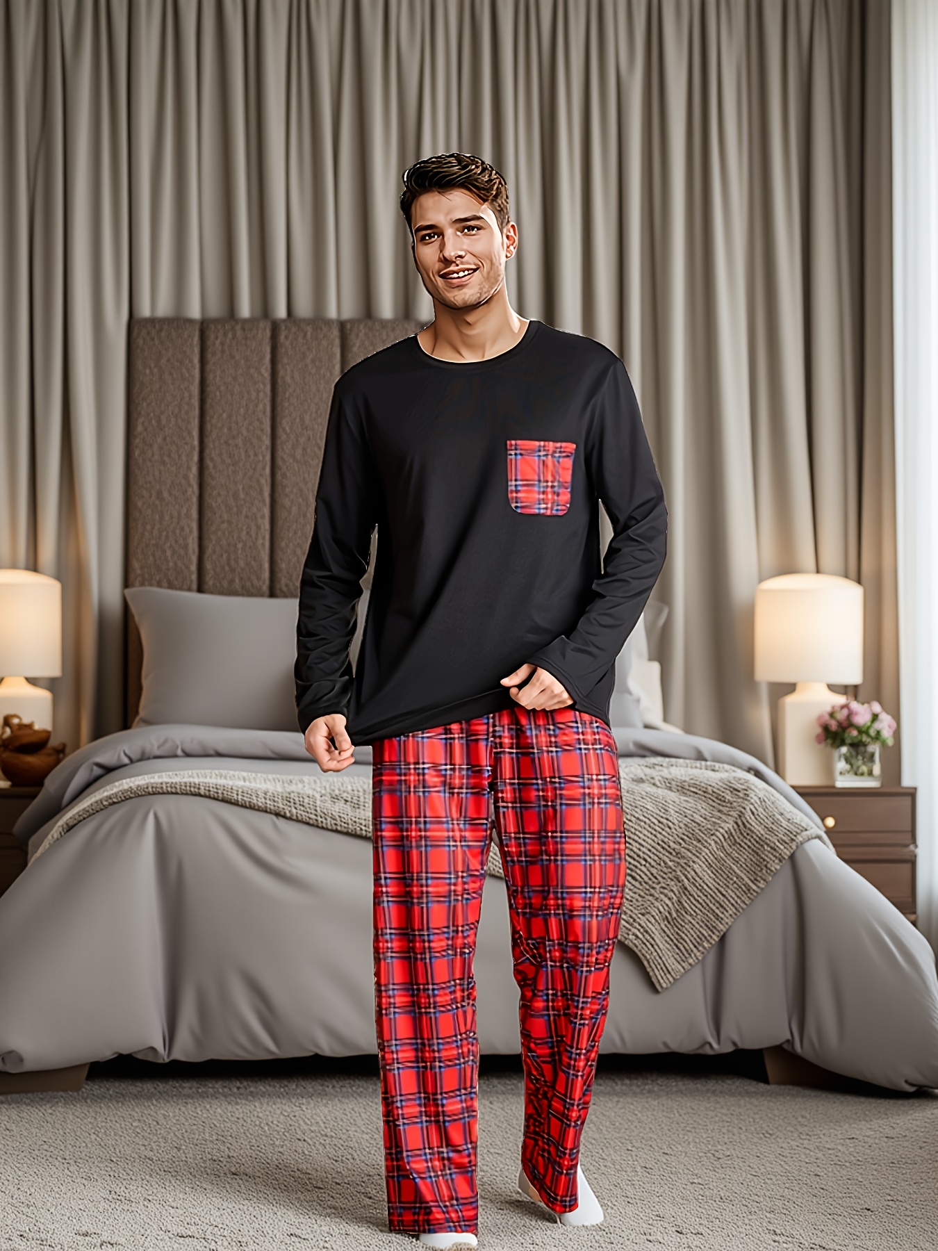 Pyjama Homme Velours Hiver - Ensemble 2 Pièces Polaire Chaud Haut Et Pantalon