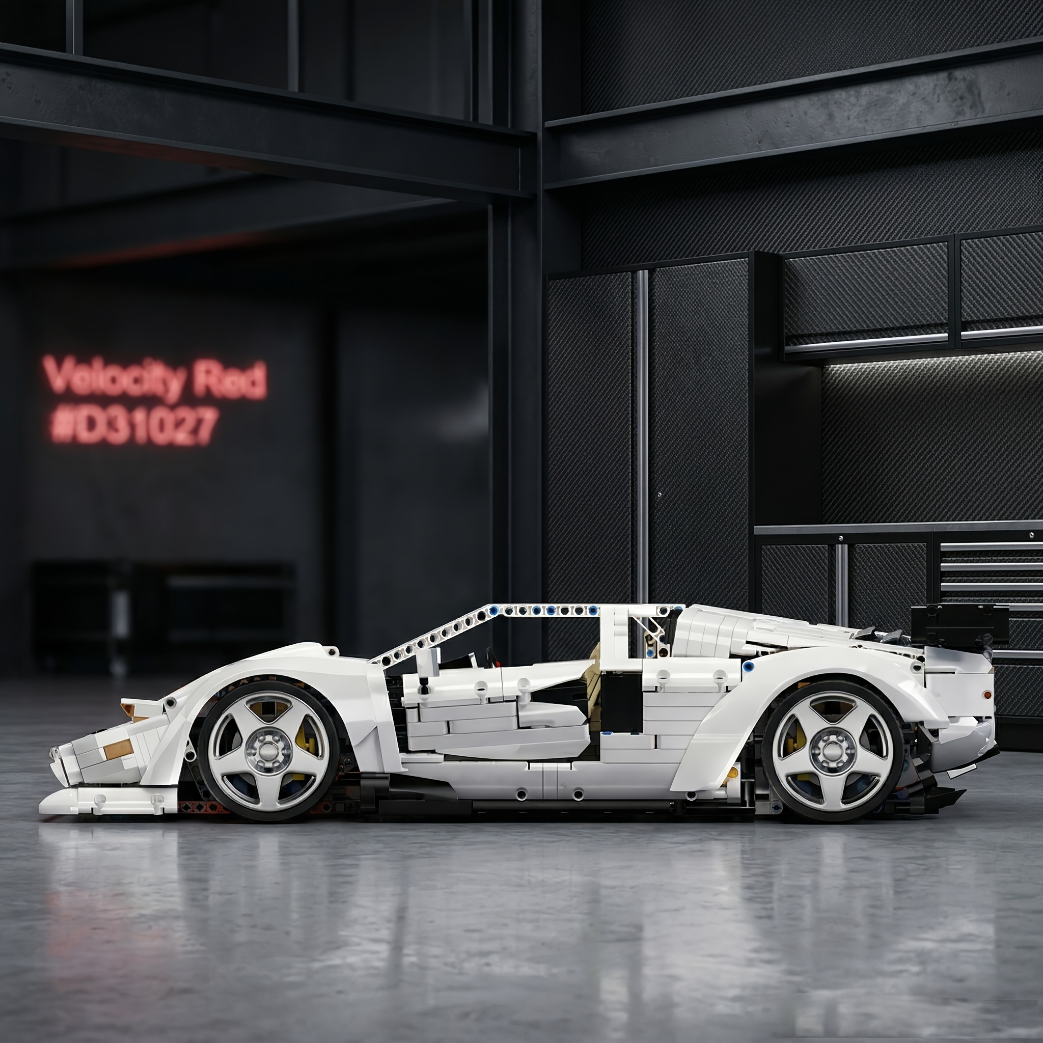Image of 4301pcs Building Block Set White Brick Sports Car V12 Engine Linked Room Decoration Local Warehouse Men's Cool Toys Building Block Set Easter Gift