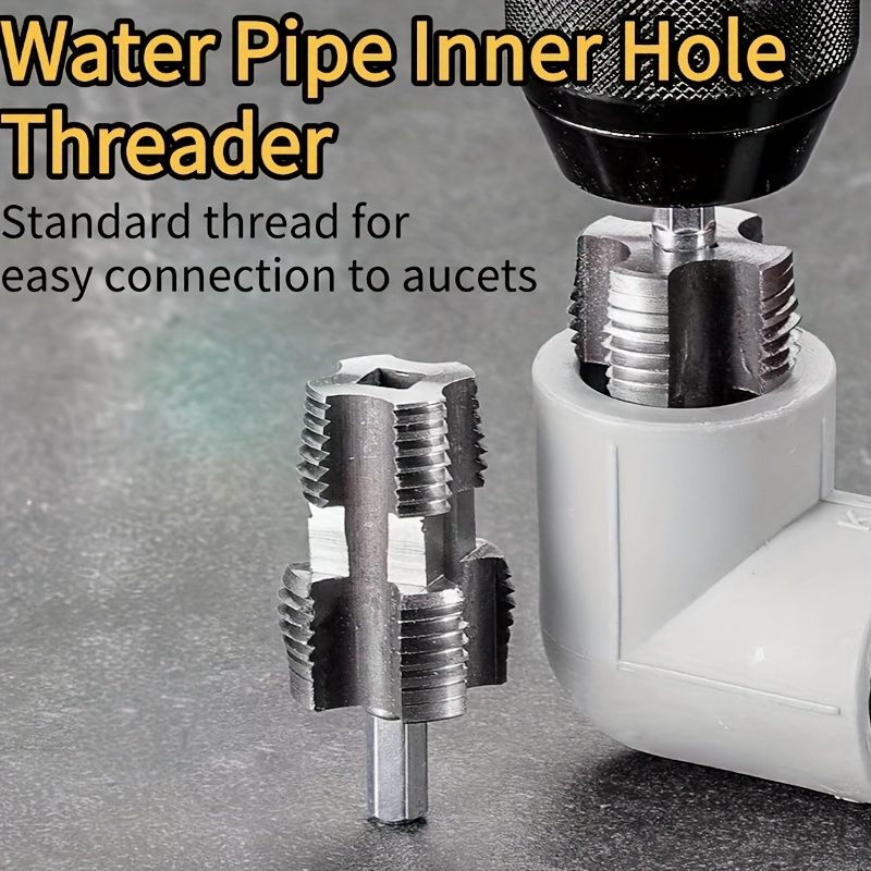 

1pc Thread Tap Npt Pipe Tap 2025 Upgraded New Tool For Plumbers And Electricians Suitable For Ppr, Thread Repair Machine Tap Silvery Aluminum Alloy Hand Tapping, Metal Water Pipe Inner Hole Threader