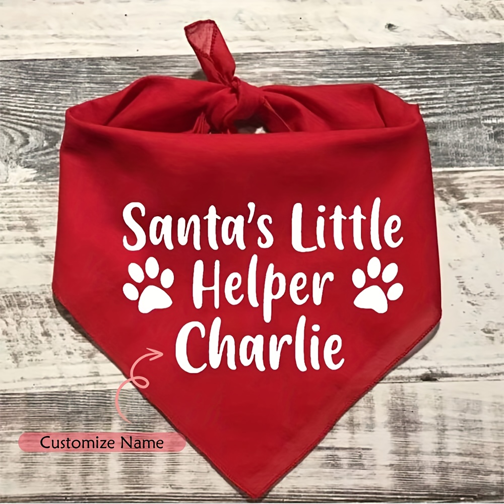 Personalized Custom Pet Christmas Red Bandana Merry Christmas Eve Holiday New Year 2026 Decoration Gift Present Photo Props