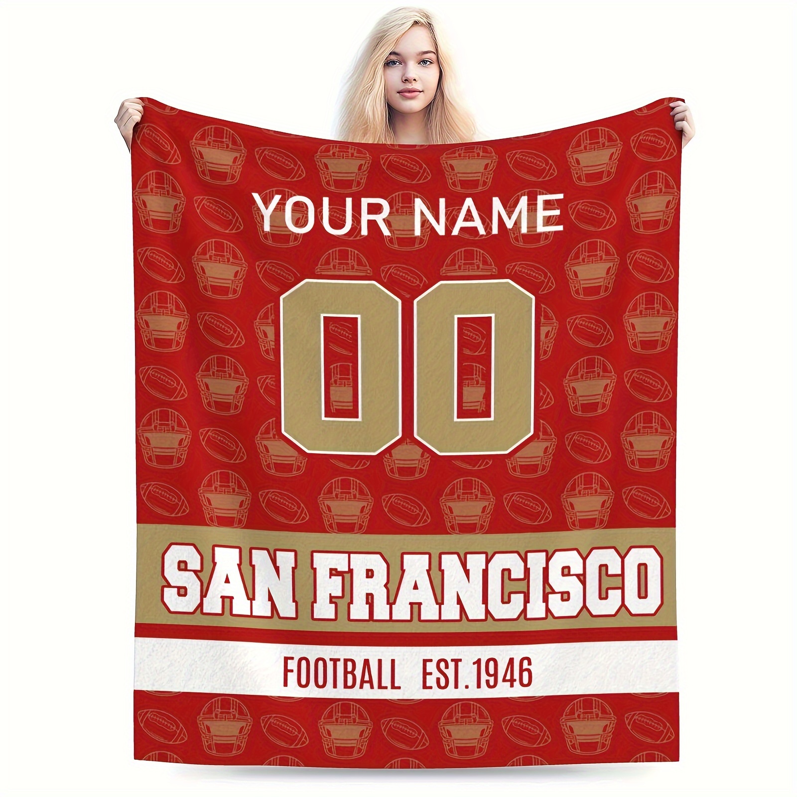 

Customizable San Blanket - Personalize , & Polyester, For , Sofa, Or Bed - For