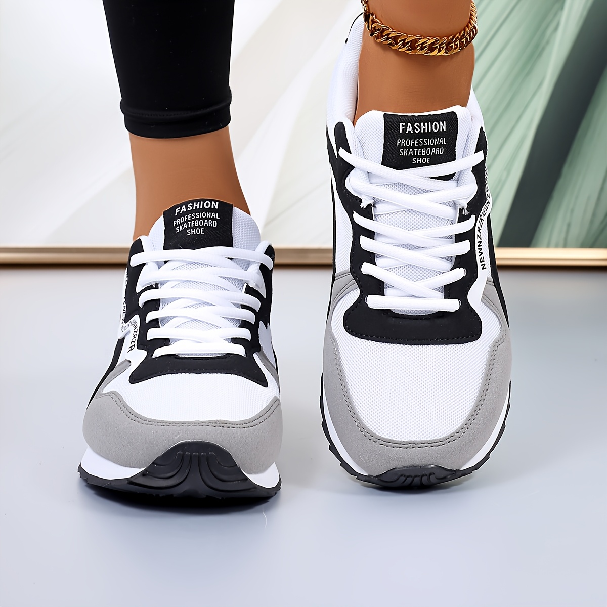 TEMU Mallaza Women's Wide & Plus Size Wide Toe Box Sneakers - Vintage Low-top Lace-up Breathable Tpr Sole & Cushioned Insole Suitable For Jogging,