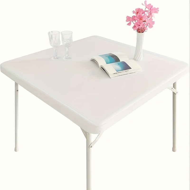 E-shop Quadratische, halb passende Tischdecke, Schwarz/Weiß/Rot/Königsblau/Hellgrau, elastische Polyester-Tischdecke, waschbare Tischdecke,