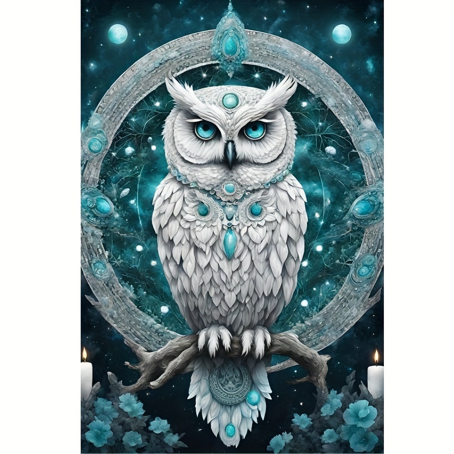 5D * Uil Diamant Schilderij Kit met Rond Acryl Diamanten – DIY Volledig *  Kunst en Ambacht Set voor Thuis Wand Decoratie, image size:900x900