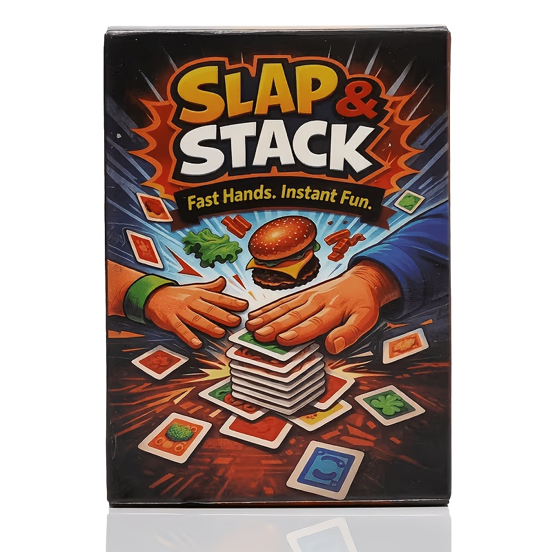 TEMU Slap And Stack Mini Burger Card Game - Fast- Slap And Stack Strategy Suitable For Family , Tabletop Board Game, Competitive Paper Card For