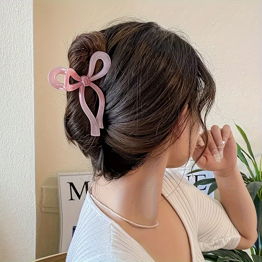 

Elegant Gradient Color Hollow Out Bowknot Shaped Hair Grab Clip Stylish Non Slip Hair Claw Clip For Women And Daily Use