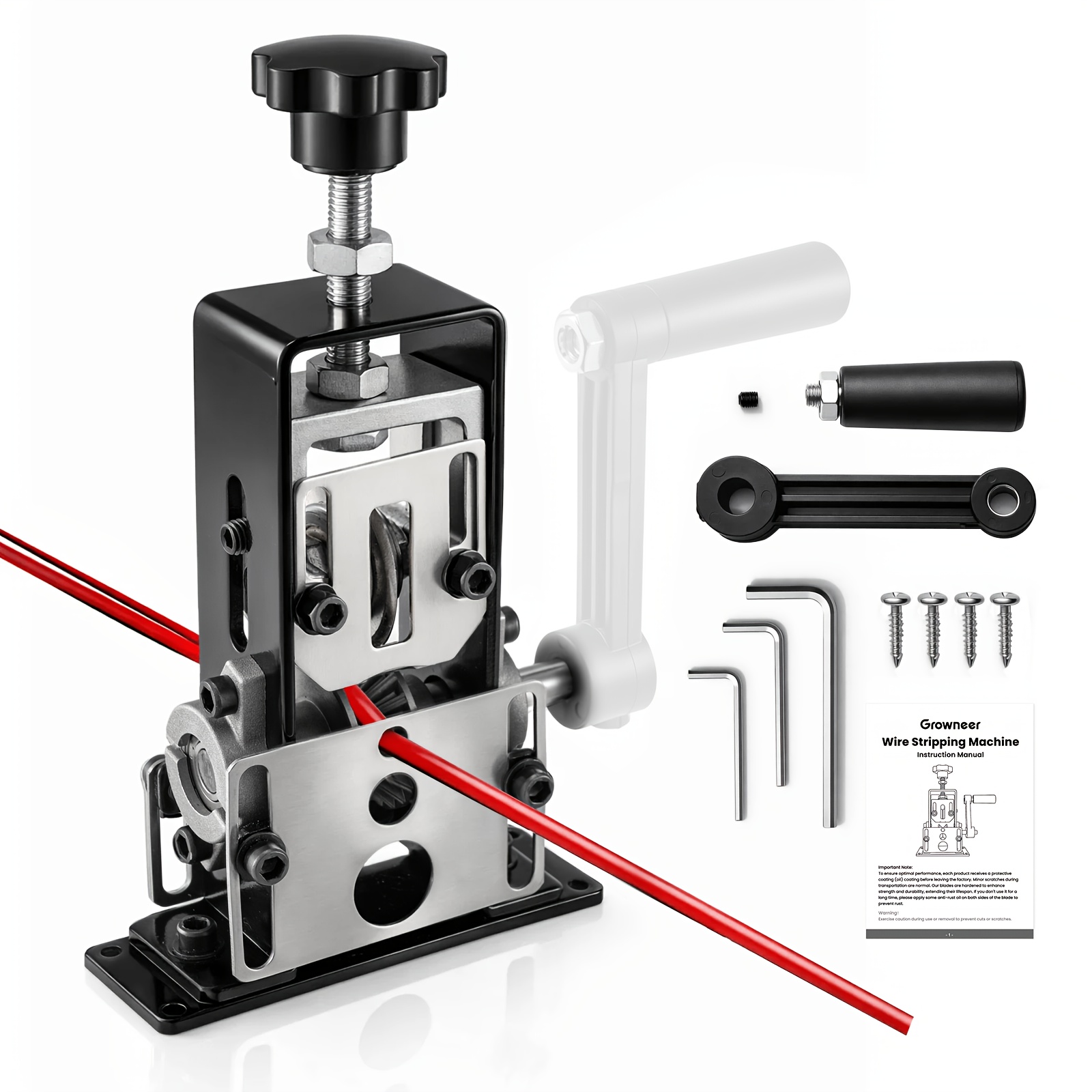 Manual Wire Stripping Machine Gauge Wire 7.2/12.3/21.3mm, With Self-tapping Screw Hex Key Hand Crank Wire Stripper Tool For Scrap Recycling