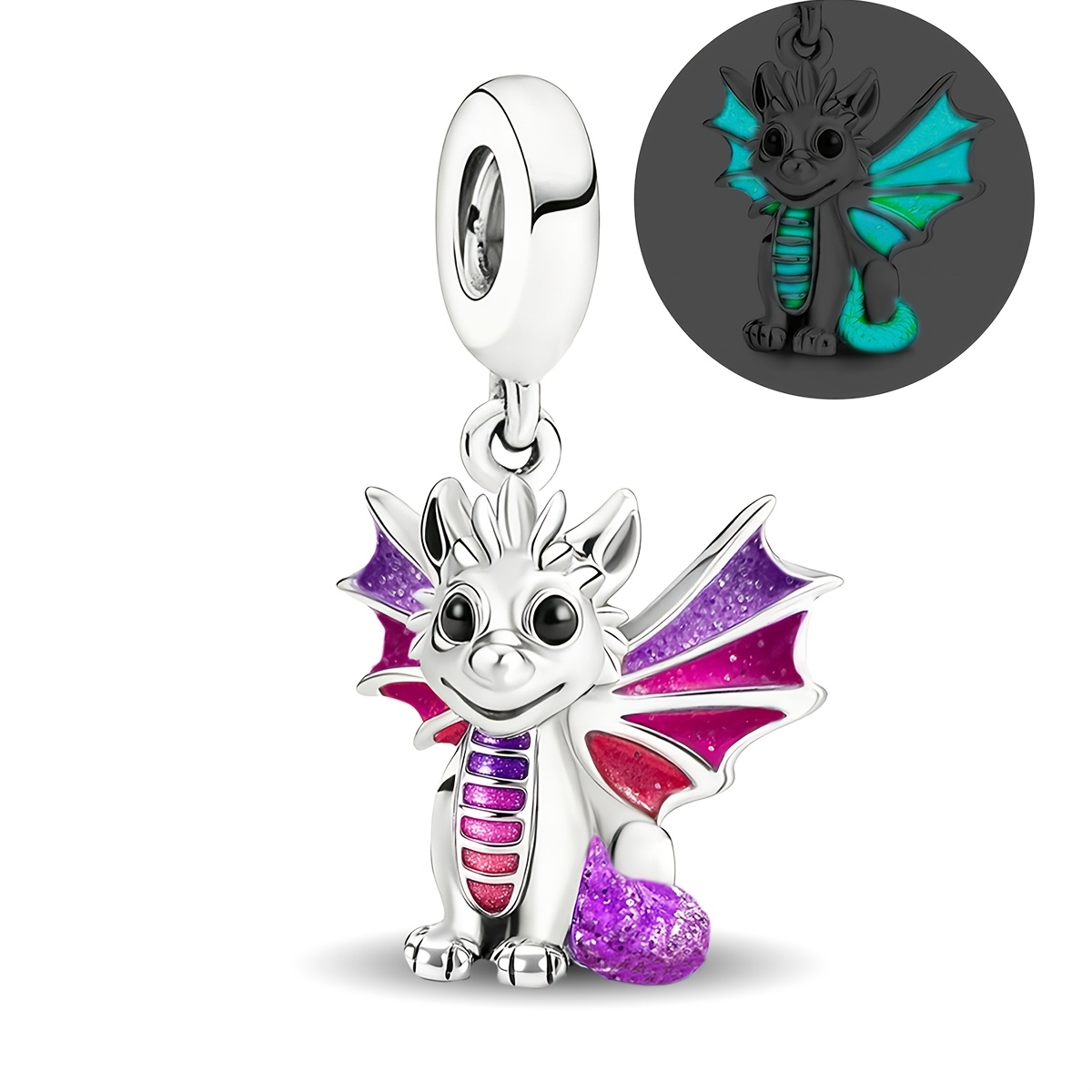 Women's 925 Silver Plated Luminous Flying Dragon Charm Bracelet